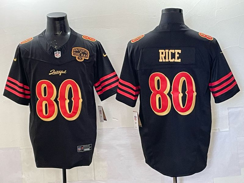 Men 2025 San Francisco 49ers #80 Rice black 5th generation Nike Limited NFL Jersey style  003
